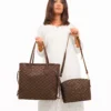 CHECKERED TOTE - BROWN