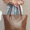 SIDE ZIP TOTE BAG - BROWN