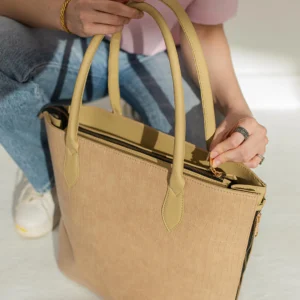 SIDE ZIP TOTE BAG - BEIGE