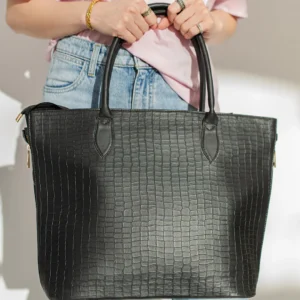 SIDE ZIP TOTE BAG - BLACK